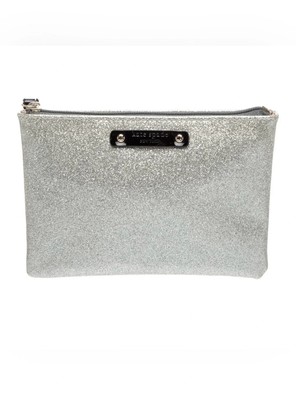 kate spade Silver Glitter Cosmetic Pouch